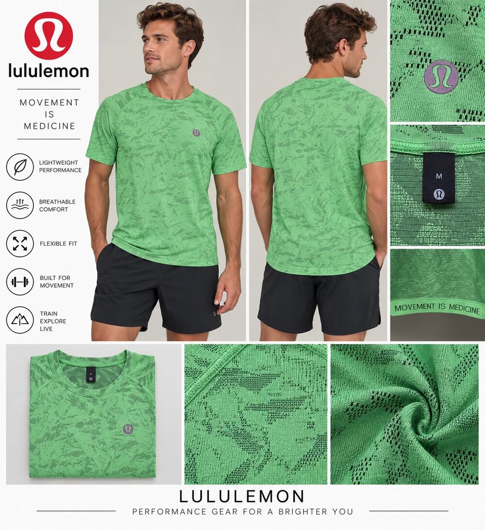 Lululemon Men’s Metal Vent Tech Shirt Green Size M Short Sleeve Running Gym